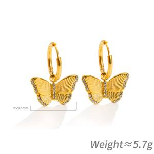 1 Par de Pendientes de Aro de Mariposa con Circones Dorados para Mujer, Diseño 3D Texturizado con Circones, Modernos, Versátiles, para el Día a Día, Reuniones o Eventos Casuales - Product Image 4