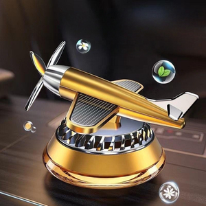 Hélice solaire rotative pour voiture Avion Parfum ornements créatifs double anneau cristal <span class=keywords><strong>auto</strong></span> rotation voiture Rafraîchisseurs d'air Avion - Product Image 1