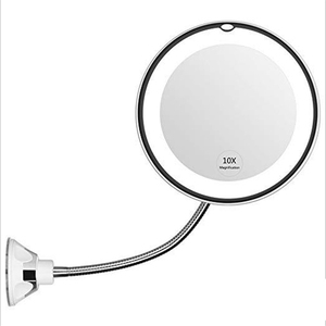 Espejo Flexible de cuello de cisne portátil, espejo de aumento de 10x, ventosa de baño, tocador, maquillaje, con luces LED - Product Image 1