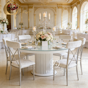 ชุดโต๊ะอาหารและเก้าอี้สแตนเลสสตีลทันสมัยสไตล์ดูไบ สำหรับใช้ในบ้าน อพาร์ทเมนต์ โรงแรม และกลางแจ้ง สำหรับงานจัดเลี้ยง สามารถปรับแต่งได้ - Product Image 2