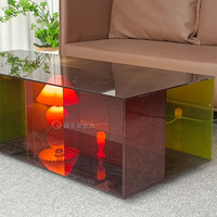 Table basse rectangulaire moderne en acrylique italien Rangement pratique et belle table à thé