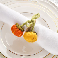 Anneaux de serviette classiques européens américains pour Halloween, porte-serviettes en tissu tissé fait à la main pour les fêtes de récolte d'automne