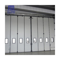 Porte pliante industrielle en acier thermiquement isolée, grande, coupe-vent, automatique, à panneaux accordéon, à ouverture horizontale