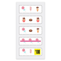 Tarjetas con Pestaña Desprendible Personalizadas con Temática de Dulces, Cinco Ventanas, Precio de Fábrica, en Venta