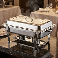 Kompor Buffet Hotel Komersial YUNHE YH-433 9L, Wadah Makanan Panas Stainless Steel, Terinsulasi, Perlengkapan Dapur Sarapan