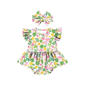 LT-469-YXW Conjunto de 2 Piezas de Ropa para Bebés Niñas, Mono Floral Dulce, Diadema, Trajes de 0 a 24 Meses - Product Image 6