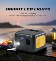 Générateur solaire MPPT à onde sinusoïdale pure 600W avec éclairage LED pour utilisation en extérieur en cas d'urgence, station d'alimentation portable pour la maison