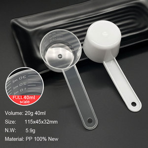 Cucharas Medidoras de Plástico de 20g 40ml para Polvos de Creatina, Recetas de Cocina, Material PP de Grado Alimenticio, Blanco Transparente - Product Image 2