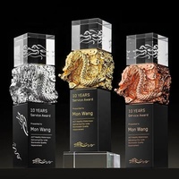 Trophée cube en cristal vierge Dragon en métal et verre, vente en gros à prix abordable, pour événements d'entreprise et cadeaux