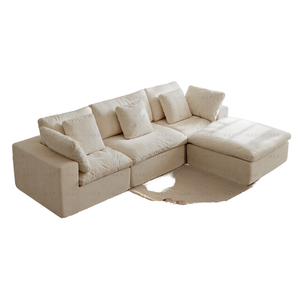 Ensemble modulaire en forme de L en tissu rembourré d'éponge, convertible, pour usage familial MYUZ, avec design nuage - Product Image 1