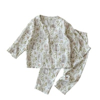 Vêtements de maison pour enfants, ensemble de pyjamas unisexe en coton de bambou, pyjama pour bébé respirant, style coréen, fin, à manches longues
