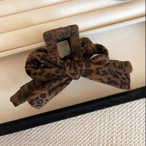 Pinza para el pelo con lazo y estampado de leopardo, elegante y de gran venta, diseño sencillo y exclusivo, para mujer, joyería de moda al por mayor - Product Image 4