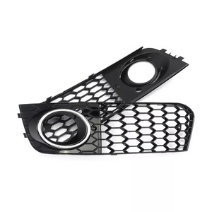 Rejilla de faros antiniebla tipo panal para Audi A4L B8, par de plástico ABS negro con anillos galvanizados, compatible con el parachoques delantero - Product Image 5