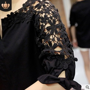 Großhandel Sommer New Style Plus Size Damen lose koreanische Version der hohlen Bluse Lace Bottom ing Shirt Damen Bluse - Product Image 4