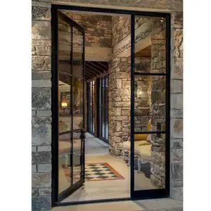Aluminum Double Swing Casement Glass French Doors Fire Rated Waterproof Patio Door Side Opening Home Office Casement Door