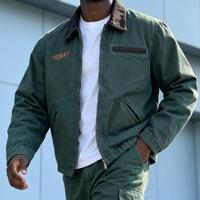 Veste Detroit à col montant zippé en velours côtelé coupe ample style américain