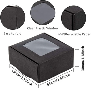 Hộp giấy kraft đen hình vuông có cửa sổ trong suốt dùng để đóng gói quà tặng, bánh ngọt, đồ trang sức cho tiệc tùng, kích thước 10*10*5 inch - Product Image 2
