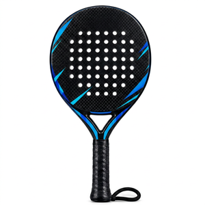 Raquette de padel en fibre de carbone en gros, forme ronde, motif bleu, poignée en caoutchouc antidérapante, légère, utilisation universelle - Product Image 1