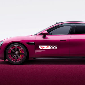 สติกเกอร์ไวนิลติดประตูลายธงลายตารางตกแต่งอุปกรณ์เสริมรถยนต์สติกเกอร์ติดรถรูปตัวประตูสติกเกอร์ติดรถแข่งแรลลี่กีฬา - Product Image 5