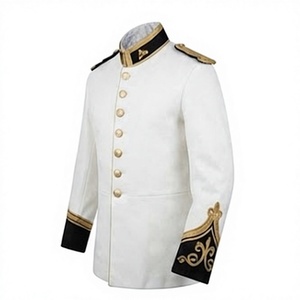 Veste tunique blanche pour homme en laine, simple boutonnage, uniforme formel, vêtement d'extérieur - Product Image 4
