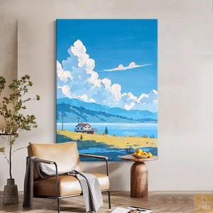 Hand Painted Oil Painting Landscape Beach Sunrise Modern Minimalist Living Room <b>Wall</b> Art Decorative Painting No <b>Frame</b> - Product Image 4