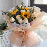 Papier d'emballage pour bouquet de fleurs coréen, couleur unie, semi-transparent, imperméable, en gros, pour fleuriste