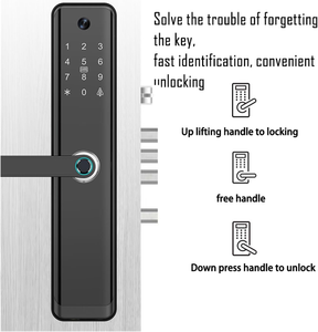 Kunci pintu biometrik sidik jari, kunci pintu keamanan rumah pintar seng Aloi 6068 kode tanpa kunci, layar Video, kunci pintar Data Cloud - Product Image 4
