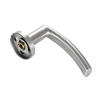 Manija de Puerta Curva de Acero Inoxidable Mate Antihuellas con Base Circular Dividida y Resorte Silencioso para Puertas Interiores de Pasaje y Privacidad