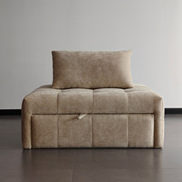 Canapé-lit convertible pliable pour une personne, idéal pour les petits appartements, extensible et coulissant, en tissu beige, rembourré en éponge, avec fonction traction