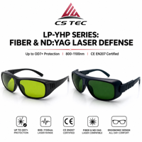 Kacamata Pengaman Laser CS TEC 200-460nm & 800 - 1100nm DIN4 OD7+ untuk Perlindungan UV, Laser Biru, Dioda, Laser Serat Bersertifikat CE