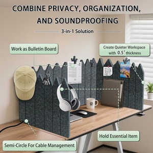 Panel de Privacidad Plegable para Cubículos, Pantalla Acústica de PET, Divisor de Escritorio de Fieltro para Oficina, Hogar y Aula - Product Image 4