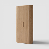 Armoire moderne à 2 portes avec panneaux rainurés arrondis, armoire en bois de 91 pouces de hauteur avec étagères intérieures pour le rangement de la chambre