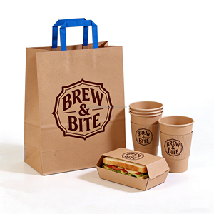 Sacs d'emballage à emporter en papier kraft brun pour café, écologiques, avec logo personnalisé imprimé pour restaurants - Product Image 3