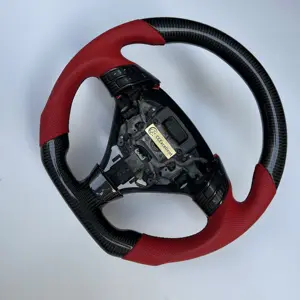 2022 New design carbon fiber steering wheel for 2004 Acura TSX with carbon trim buttons red perforated leather