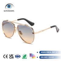 Lunettes de soleil de pilote rétro de luxe en métal pour hommes, monture à double pont, protection UV400, forme goutte d'eau, pour la conduite et les voyages