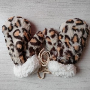 Gants chauds d'hiver imprimés léopard avec logo personnalisé, mitaines en agneau pour femmes, gants de conduite en plein air, mitaines de ski - Product Image 3