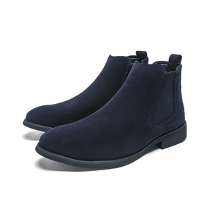 Stivali Chelsea da <span class=keywords><strong>Uomo</strong></span> di Lusso in Pelle PU Personalizzati Neri Blu con Tacco Alto Scarpe in Pelle Scamosciata - Product Image 1