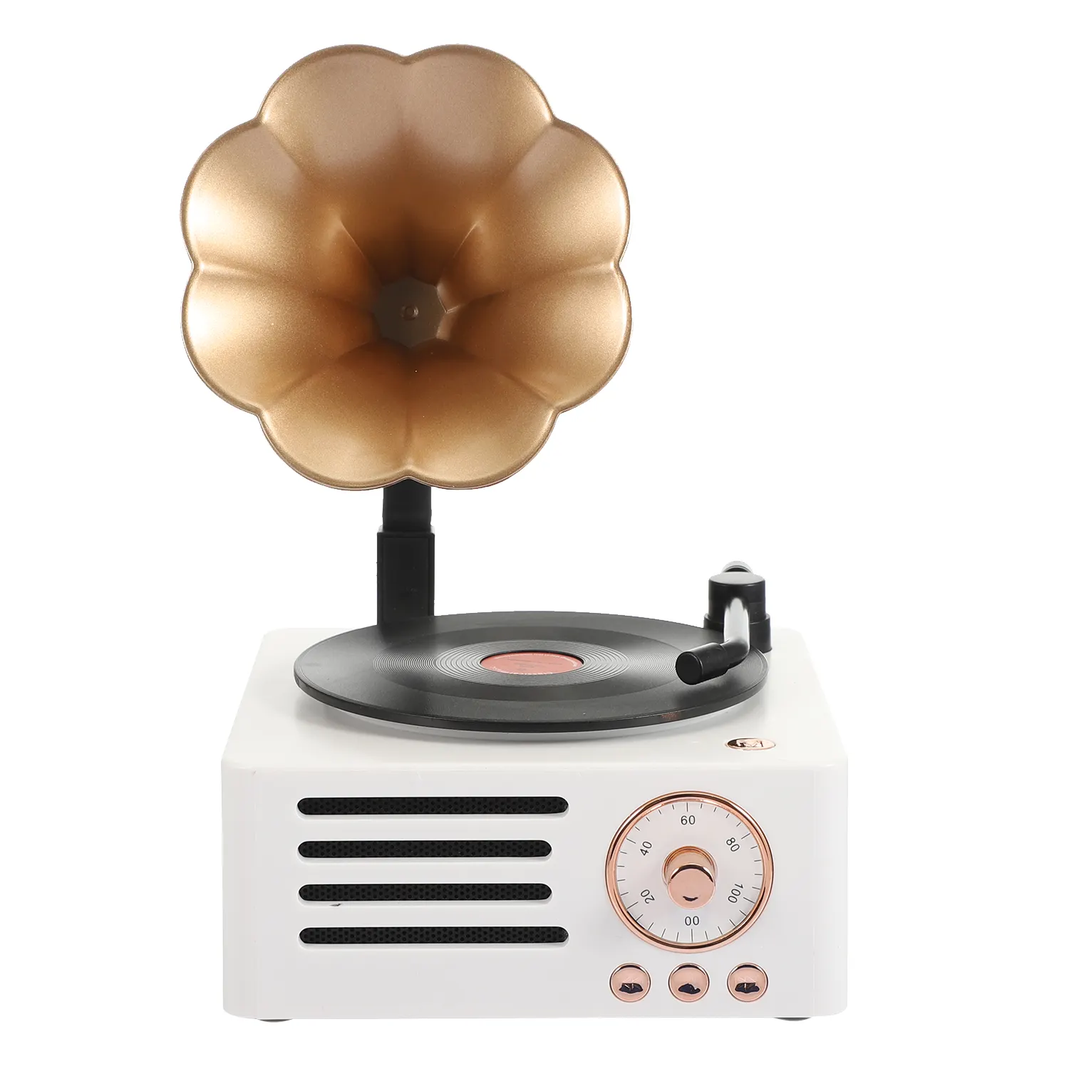 Factory Wholesale Style Music Portable Stereo Mini Rotating Phonograph Bt Retro Speaker