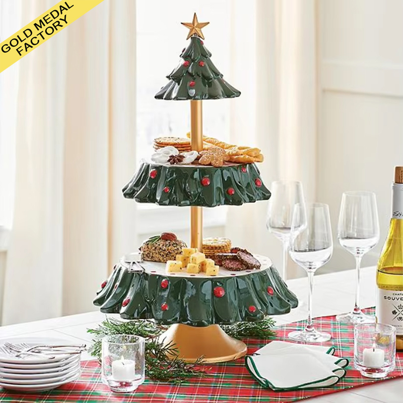 クリスマスツリー柄ケーキスタンド 最高品質のクリスマスツリーカップケーキスタンド：プロのケーキ
