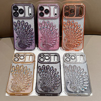 Coque de téléphone de luxe scintillante motif paon pour femmes et filles, cadeau idéal pour fêtes et mariages, coque arrière ornée de strass et de diamants pour 17 Pro Max