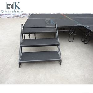 Scène mobile pliable en acier noir RK avec tapis, capacité de charge de 800 kg/m, 4x8 pieds, hauteur réglable et roues pour événements hôteliers - Product Image 2