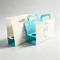 Boîte personnalisée en carton ondulé biodégradable avec poignée en papier kraft découpée, impression dorée pour café, thé, jus et cadeaux