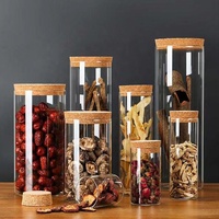 Bocal en Verre de Conservation Alimentaire en Gros avec Bouchons en Liège, Pots en Verre Hermétiques de Cuisine Type Mason avec Couvercle en Liège Naturel
