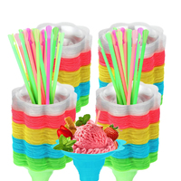 Tasses de glace pilées en forme de fleur colorée de 4oz tasses de cône de neige en plastique