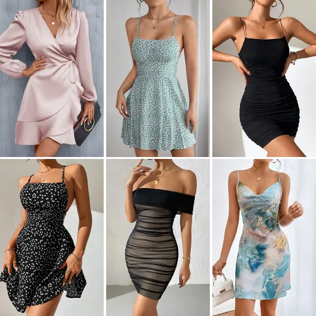 Summer Fashion Sexy Strap V-neck Open Back Women's Printed Dress Style Randomly Shipped