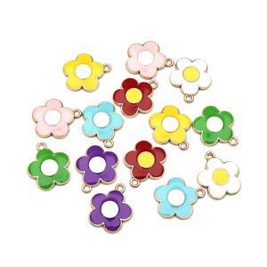 Diy Frangipani Flower Alloy Pendants Colorful Five Petal Jewelry Findings For Bracelet Making Zinc Alloy Oil Dripping Process - Product Image 4