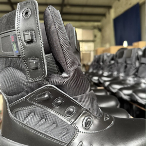 DSF153 8 inches to 9 inches <b>Men</b> Black Leather <b>High</b> Top Tactical <b>Boots</b> Waterproof Outdoor Duty <b>Boots</b> OEM ODM customization - Product Image 2