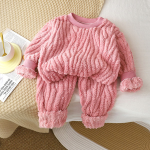 Crianças Outono Inverno Respirável Flanela Fleece-Forrado Pijama Espessado Conjunto para Meninos Meninas Two-Piece Warm <span class=keywords><strong>Kids</strong></span> Clothing - Product Image 3