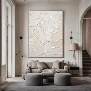 Peinture à l'huile faite à la main, peinture texturée, art sur toile, texture de feuille blanche sereine, décoration murale, art moderne pour la maison et la galerie - Product Image 5