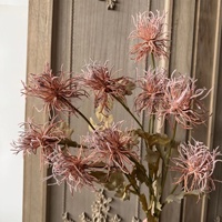 KW-F182 Fleur artificielle d'urène de mer à 3 têtes, tige florale artificielle pointue de gentiane pour la décoration d'arrangements floraux de mariage